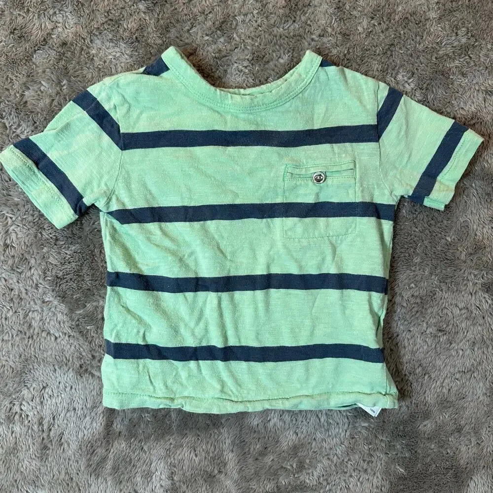 Baby Gap Toddler 12-18 Months Green Blue Stripe T Shirt Boys